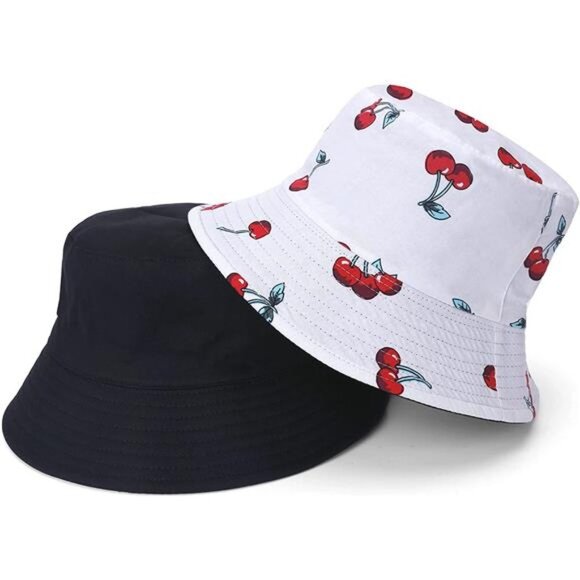 4 Pack Unisex Print Bucket Hats, Cotton Beach Sun Hat for Women Summer Travel